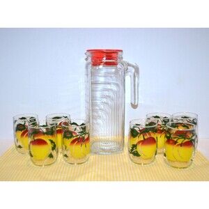 Vintage Its A Beautiful Morning Juice Glasses & Pitcher